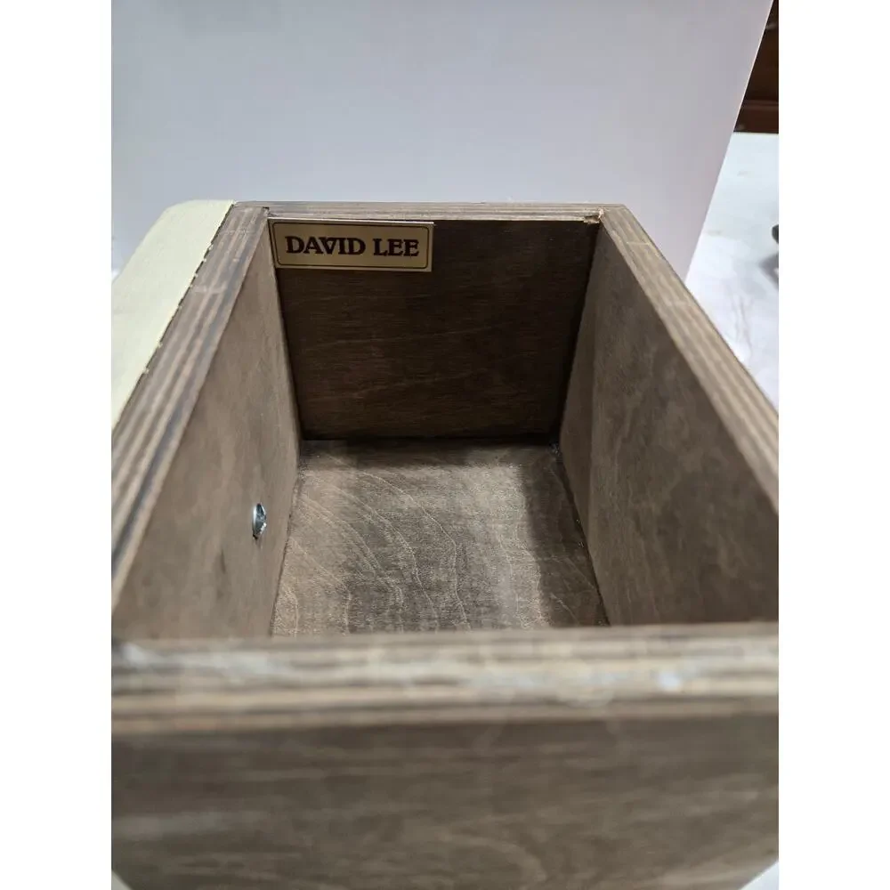 Creamer Colored Distressed Wooden Box with Metal Handle 6.75